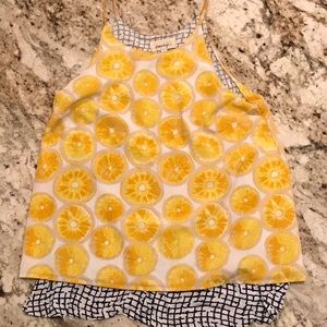 Anthropologie X-small lemon blouse tank top